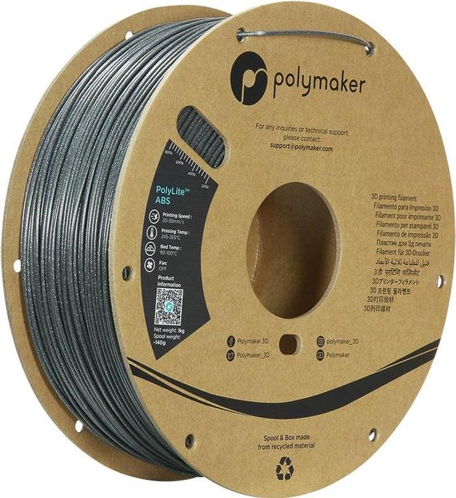 Actual product image Polymaker ABS GALAXY 1,75mm DARK GREY 1kg (ABS, 1.75 mm, Grey)