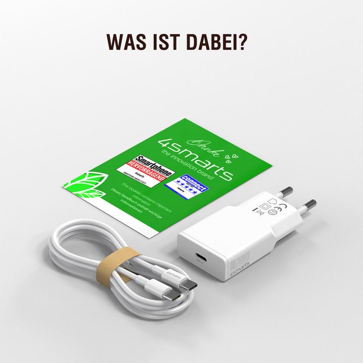 Immagine prodotto 4smarts Caricabatterie PDPlug Slim 20W GaN 1C e cavo USB-C 1,5m bianco (20 W)