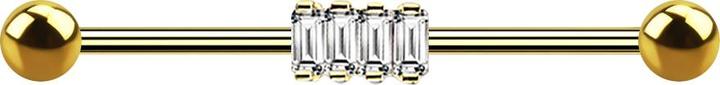 Produktbild Star Piercing Barbell 14k vergoldet mit vier quadratischen Kristallen (Messing, Chirurgenstahl 316L)