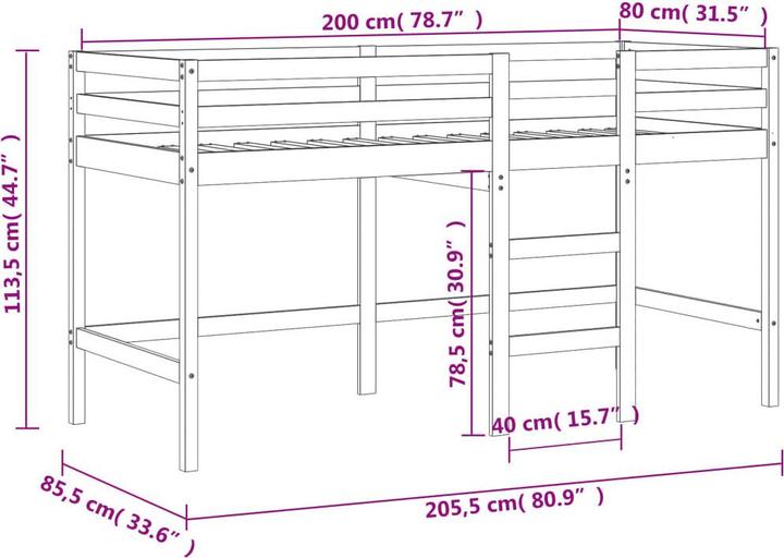 Image du produit VidaXL Lit superposé pour enfant avec rideaux Rose (80 x 200 cm)