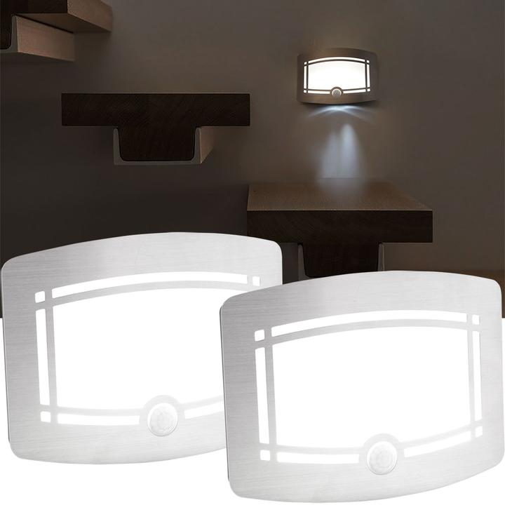 Produktbild Casativo Batterie-LED-Wandleuchte, 2 Leuchtmodi, PIR-Bewegungs- & Lichtsensor, 2er-Set