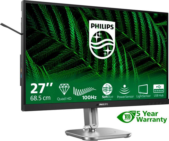 Actual product image Philips 27B2G5500/00 Monitor 68,58cm 27inch QHD LED 16:9 IPS 75Hz 2xHDMI 1.4 DP 1.2 (2560 x 1440 pixels, 27")