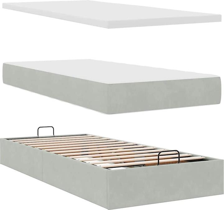 Image du produit VidaXL Ottoman-lit avec matelas Gris clair 160x200 cm velours (160 x 200 cm)