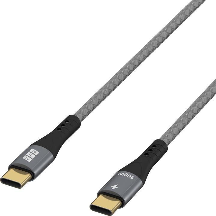 Produktbild EFB Elektronik EFB USB-C cable 100W PD 3.0 5A E-Marker Chip 0.5m gray gold contacts textile jacket (0.50 m, USB 2.0, 100 W)
