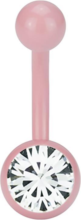 Star Piercing Banane pastellpink mit Swarovski Kristallkugel silber (ohne Messing, Chirurgenstahl 316L)