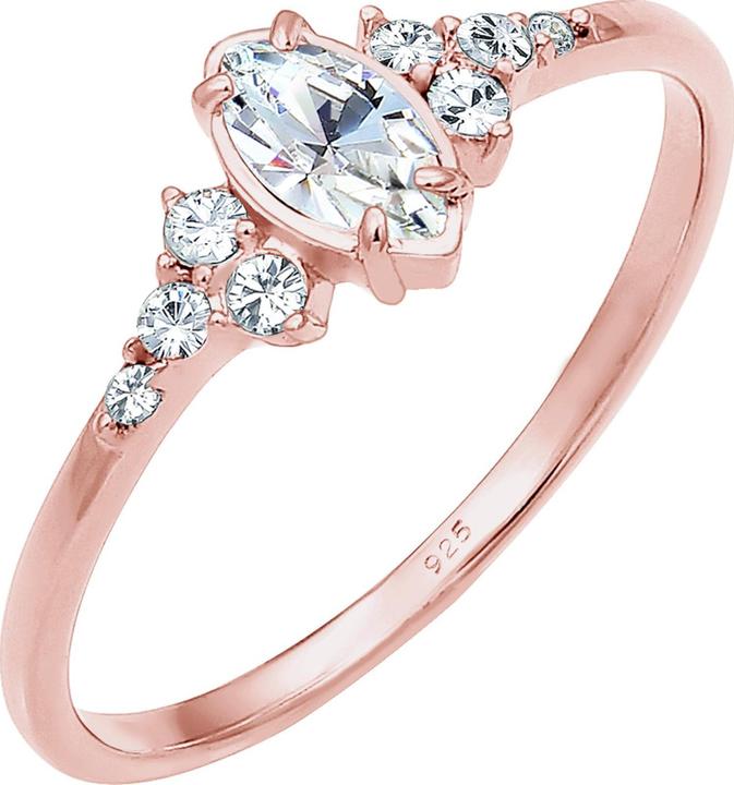 Elli Ring Funkelnd Marquise Kristalle 925 Silber
