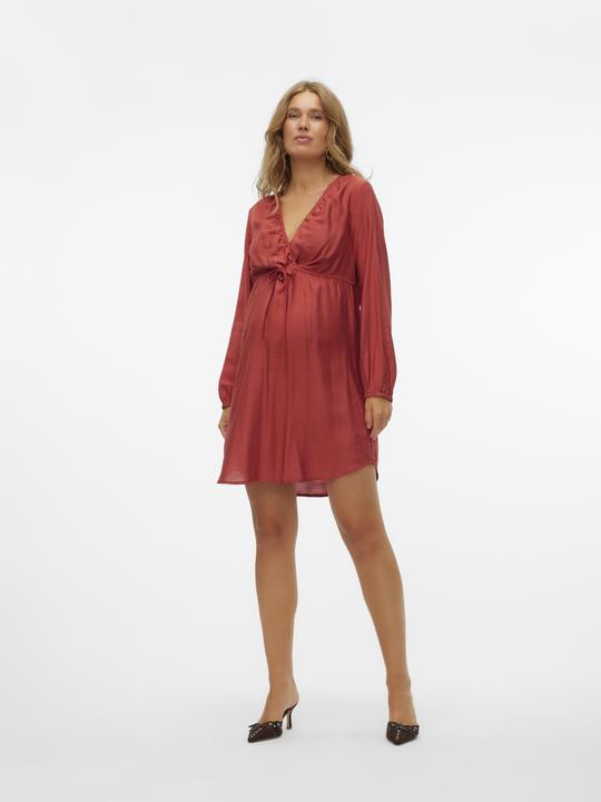 Produktbild Mamalicious Normal geschnitten V-Ausschnitt Elastische Bündchen Kurzes Kleid Kleid (XL)