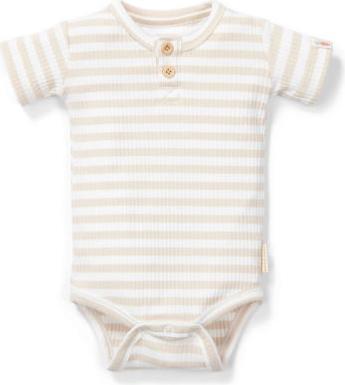 Little Dutch kurzämliger Body gestreift Sand/White - 62 (62)