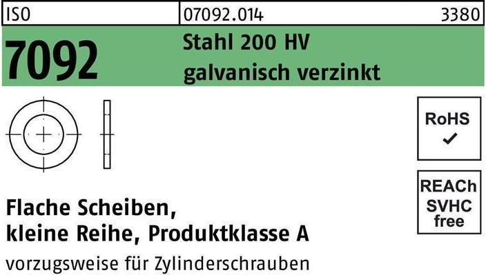 Produktbild Unterlegscheibe ISO 7092 16 Stahl 200 HV galvanisch verzinkt