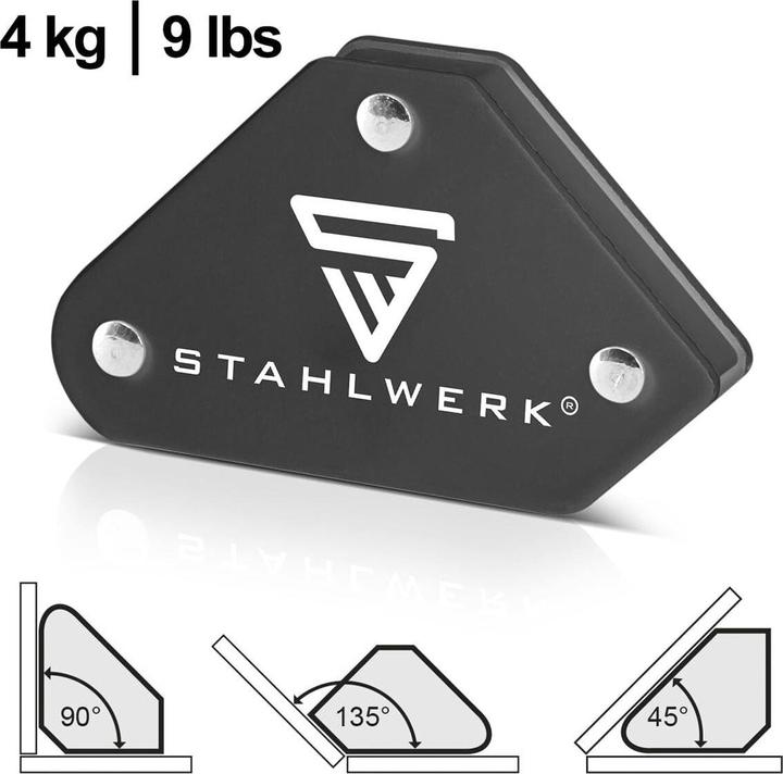 Produktbild Stahlwerk Schweisswinkel 4er Set Magnet 4 kg 9 lbs Schweissmagnet Magnetwinkel
