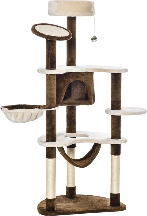 Produktbild PawHut Katzenbaum mit Sisalsäulen (153 cm, Kaffeebraun)
