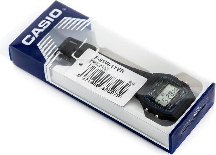 Actual product image Casio F-91W-1YER (zd086a) - CLASSIC (Digital watch, 38.20 mm)