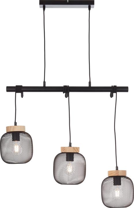 Image du produit Brilliant Suspension à poutre, H 177 cm, L 68 cm, métal/bois, noir/brun (E27)