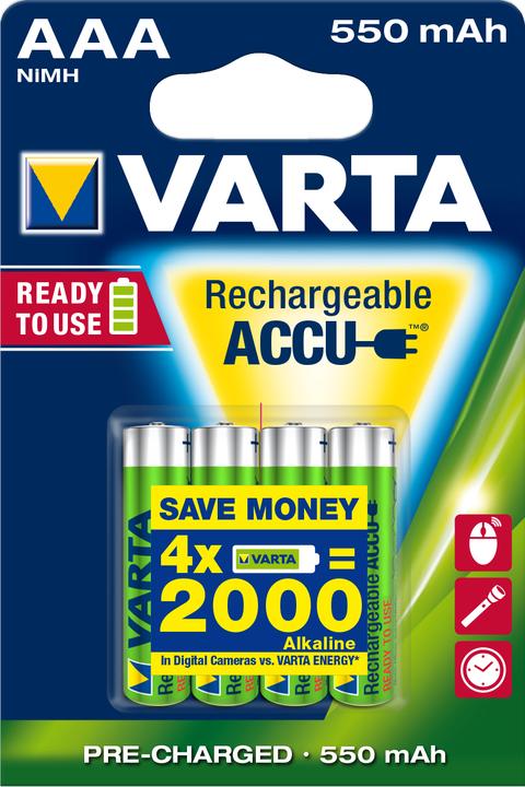 Varta Micro (AAA) batteria NiMH Ready2Us (4 pz., AAA, 550 mAh)
