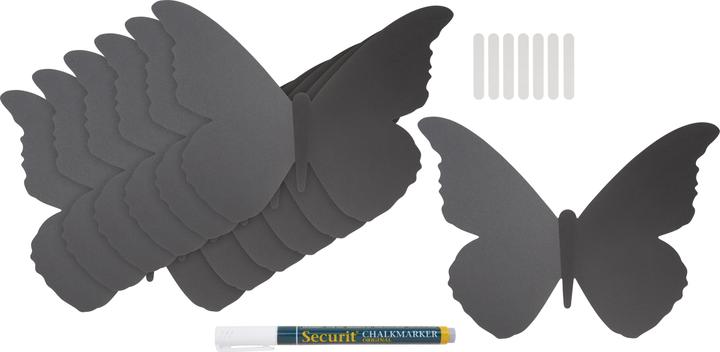 Produktbild Securit 3D-Wand-Kreidetafeln "BUTTERFLY", schwarz inklusive Montagematerial und Kreidemarker