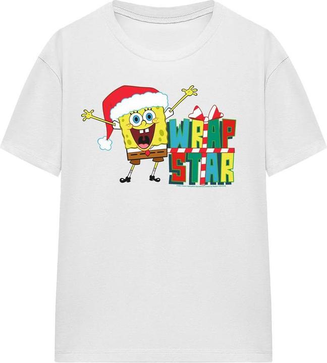 Spongebob Squarepants Wrap Star At Christmas TShirt (L)