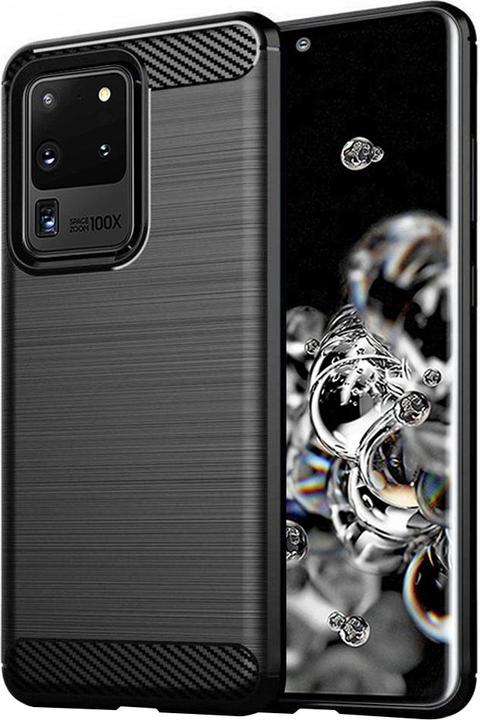 Techsuit - Carbon Silicone - Samsung Galaxy S20 Ultra 4G / S20 Ultra 5G - Black (Samsung Galaxy S20 Ultra 5G, Samsung Galaxy S20 Ultra)