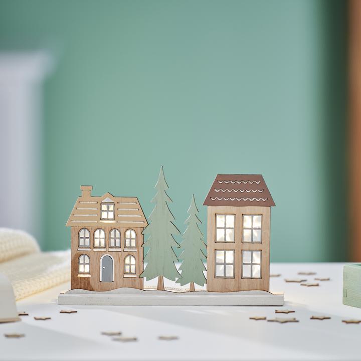 Image du produit VBS Motif à assembler en bois "Maisons et sapins", 2 pcs.