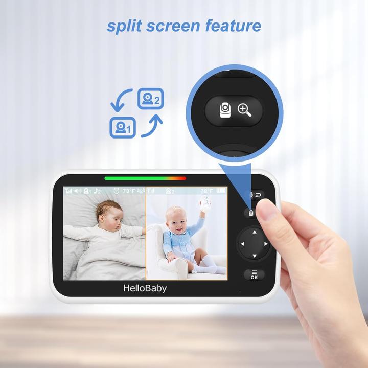 Produktbild HelloBaby Video-Baby-Monitor mit Split-Screen und Nachtsicht (Babyphone mit Kamera)