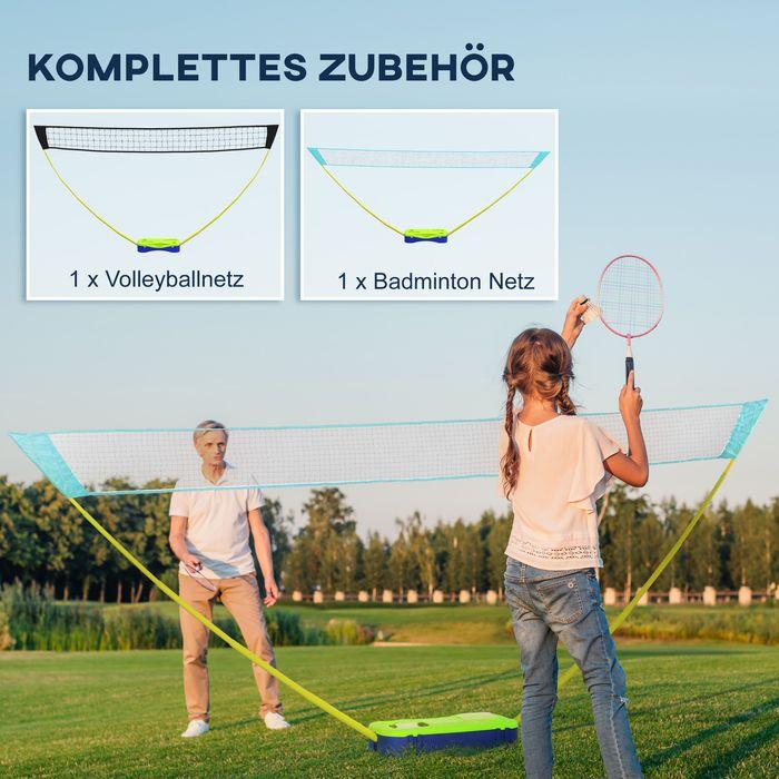 Produktbild Swisshandel24 Badminton-Netz-Set Volleyball-Netz-Set, 3-teiliges Set, 400cmx22,4cmx155cm, Schwarz + Blau + Grün