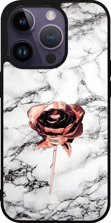 Image du produit PhoneLook Coque Silicone rigide noir Marble Rose Gold (Apple iPhone 15 Pro)