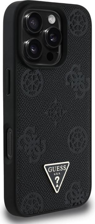 Image du produit Guess Case Grained Hot Stamp Peony Triangle Logo MagSafe for iPhone 16 Pro black (Apple iPhone 16 Pro)