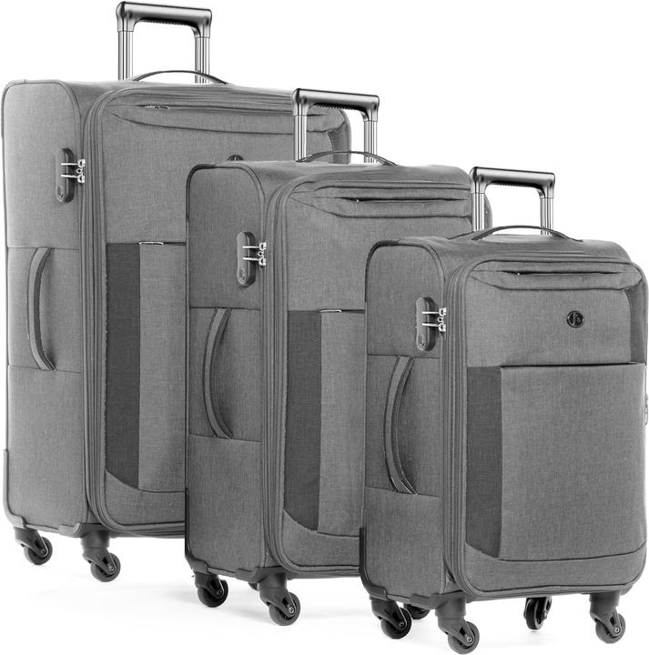 Fergé Kofferset Weichschale 3 teilig Grau und Dunkelgrau (110 l, L (90 - 115l))