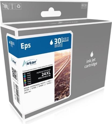 Image du produit Astar Pack de 6 - noir, jaune, cyan, magenta, magenta clair, cyan clair - cartouche d'in...