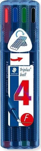Produktbild Staedtler triplus ball 437 Dreikantiger Kugelschreiber Box mit 4 Stück, sortiert, Linienbreite F (4 Farben, 1 x)
