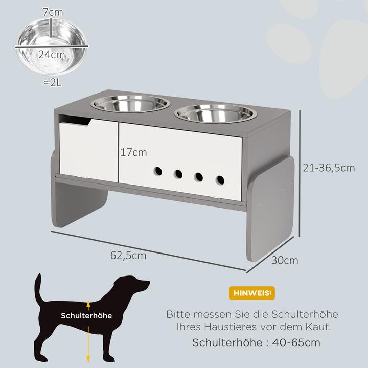 Actual product image PawHut Hundenapf MDF, Stahl Grau (2 l)