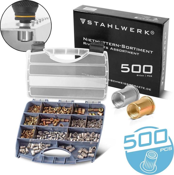 Actual product image Stahlwerk Rivet nut set 500-piece threaded rivets Rivet sleeves Threaded mandrels