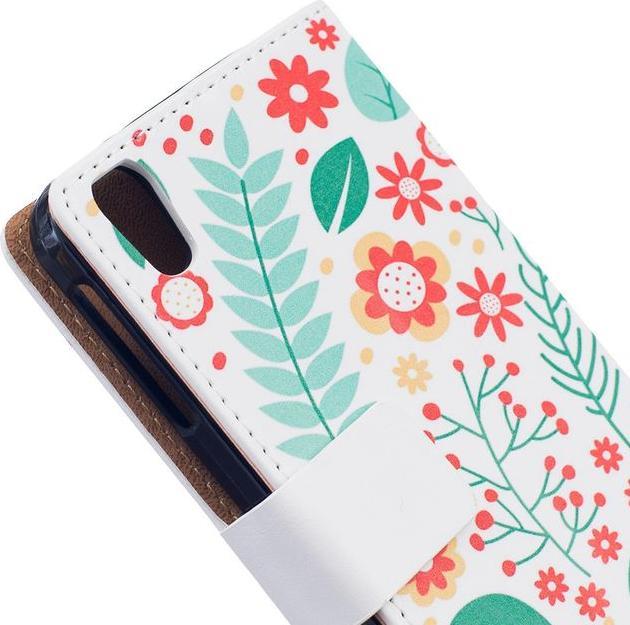 Actual product image MU Style Case leather with flowers and leaves (DTEK50)