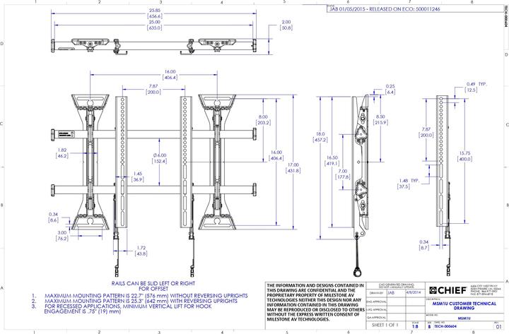 Produktbild Chief Wandhalterung MSM1U (Wand, 65", 80 kg)
