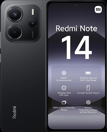 Produktbild Xiaomi Redmi Note 14 4G Dual Sim 6GB RAM 128GB - Midnight Black (128 GB, Midnight Black, 6.67", Dual SIM, 4G)