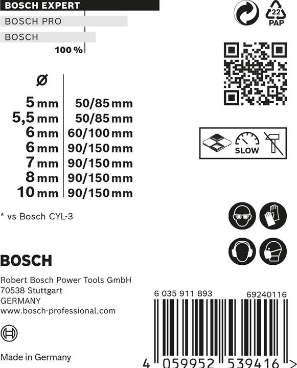 Actual product image Bosch Professional Zubehör Expert CYL-9 (5.5 mm, 6 mm, 7 mm, 10 mm, 8 mm, 5 mm)