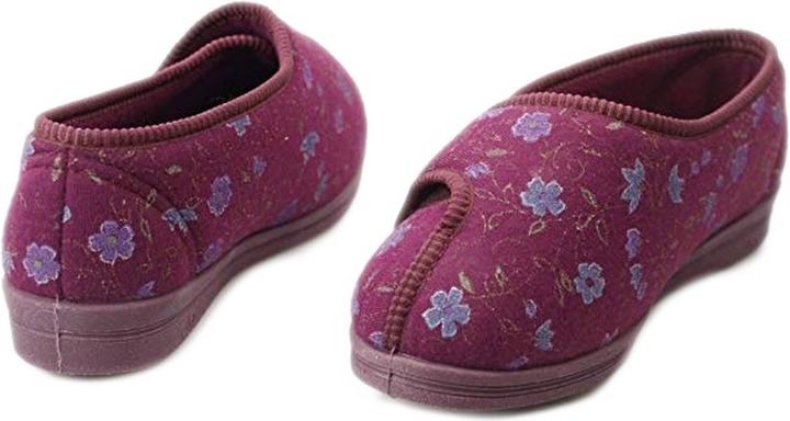 Actual product image Comfylux Davina Slippers With Velcro And Floral Pattern Extra Wide Fit (39)