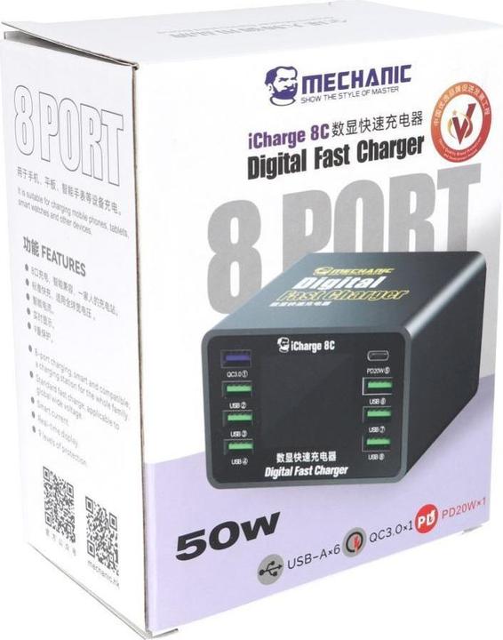 Image du produit Kaku Consumables! Mechanic MECHANIC iCharge 8C 8-Port DC Power Supply PD QC3.0 (50 W)