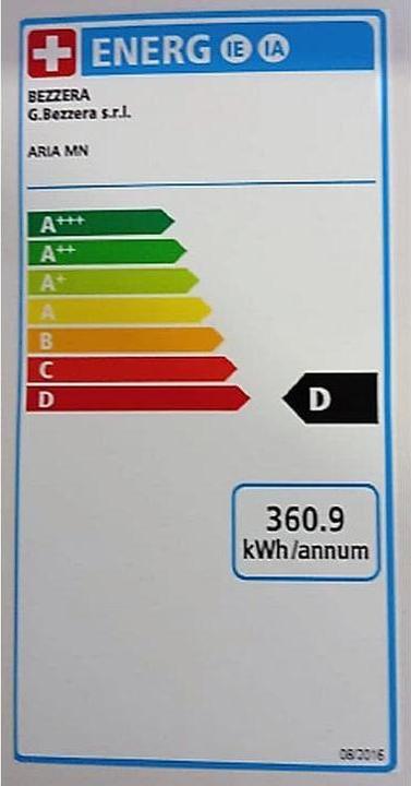 Energie-Label Bezzera Siebträgermaschine Aria Top Pid Edelstahl/Schwarz