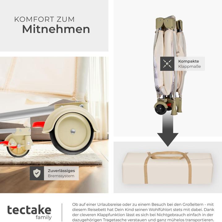 Produktbild tectake Kinderreisebett Hund mit Wickelauflage und Transporttasche