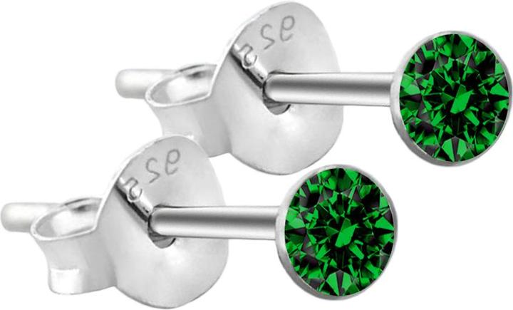 Star Piercing Ohrstecker rund aus 925 Sterlingsilber mit Kristall grün (925 Sterlingsilber, ohne Messing)