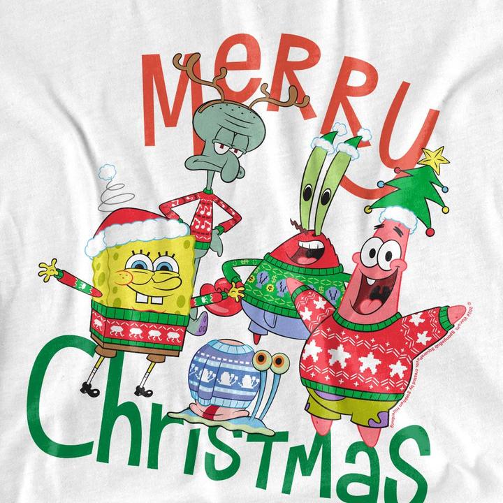 Immagine prodotto Spongebob Squarepants Merry Christmas Maglietta Gruppo Uomo (S)
