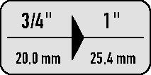Produktbild HAZET Vergrösserungsstück 1058-1 ∙ Vierkant20 mm (3/4 Zoll) ∙ Vierkant 25 mm (1 Zoll)