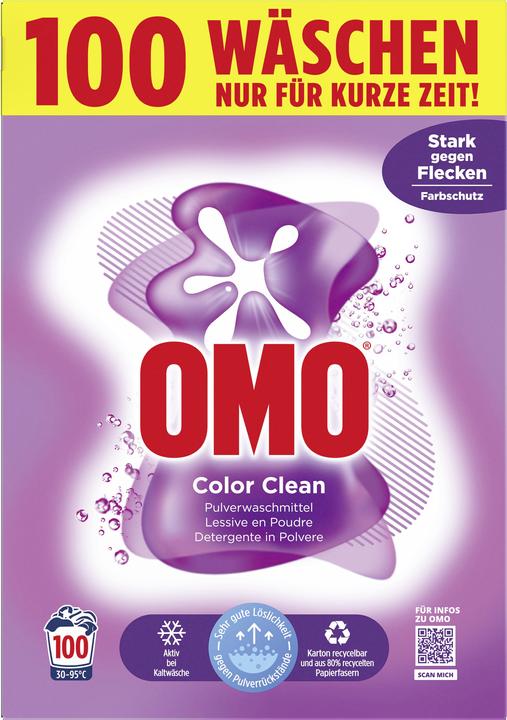 OMO Pulverwaschmittel Pulver Color Clean 6.5 kg (100 Cycles de lavage, Lessive en poudre)