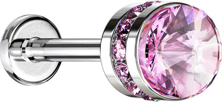 Immagine prodotto Hollywood Body Jewelry Micro Labret filo interno argento cristallo cilindro rosa (Ottone)