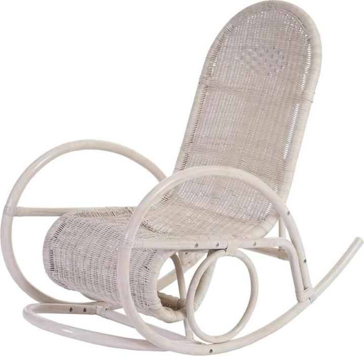 Produktbild Mendler Schaukelstuhl, Schwingsessel Rattansessel, weiss - Auflage grün