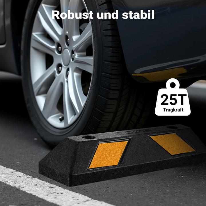 Produktbild Wiltec Radstopper 55x15x10cm 2x Einparkhilfe Gummi Anfahrschutz Parkhilfe Garage