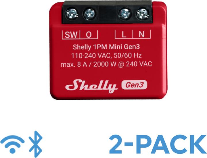Productafbeelding Shelly 1PM Mini Gen3 x2 (Schakelaandrijving)