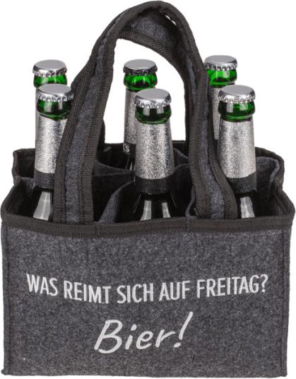 Actual product image Magni Out of the Blue bottle bag beer carrier bottle carrier for 6 bottles "what rhymes with Friday?