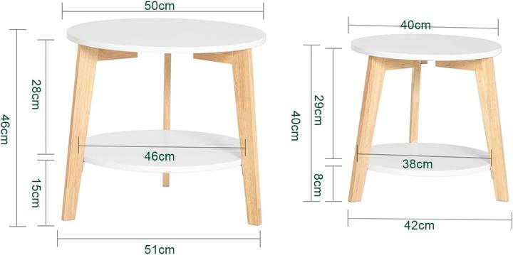 Image du produit SoBuy FBT75-W Table de salon (42 x 40 cm, 51 x 46 cm)