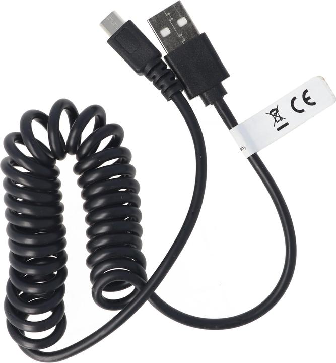 AccuCell micro-USB Spiral-Anschlusskabel USB-A Stecker auf micro-USB Stecker (1 m, USB 3.2 Gen 1)